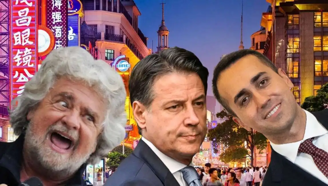 grillo di maio e conte in cina