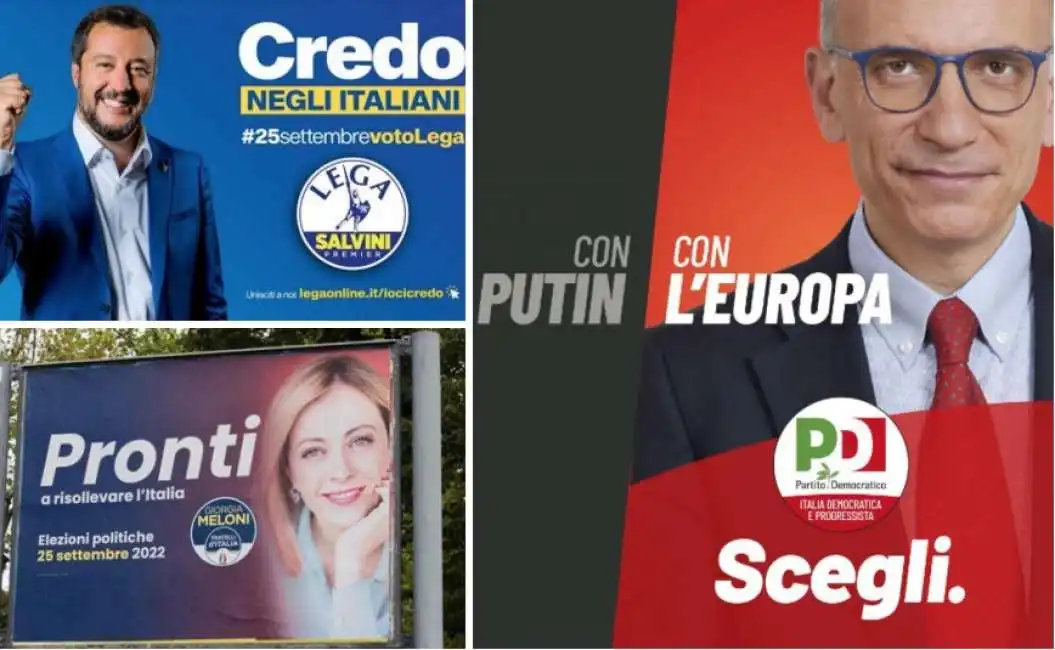 manifesti elettorali pd lega fratelli d'italia credo pronti scegli