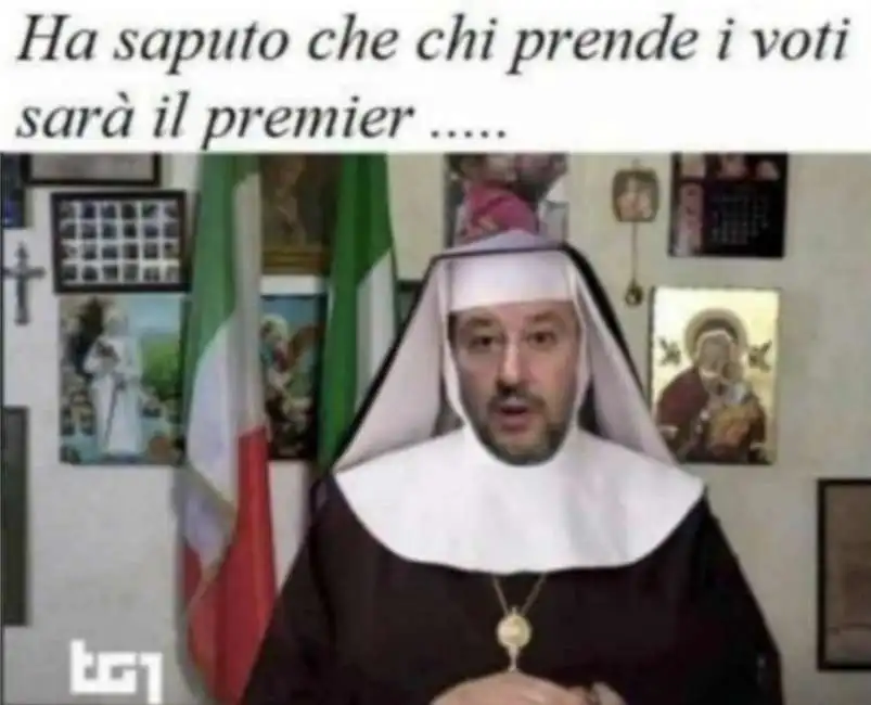 matteo salvini credo suora madonna meme 