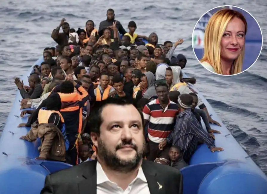 matteo salvini giorgia meloni migranti immigrati 