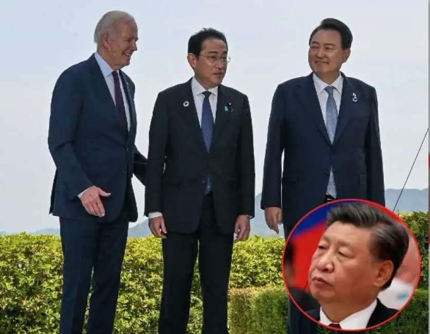 joe biden - fumio kishida – yoon suk-yeol xi jinping cina usa corea del sud giappone