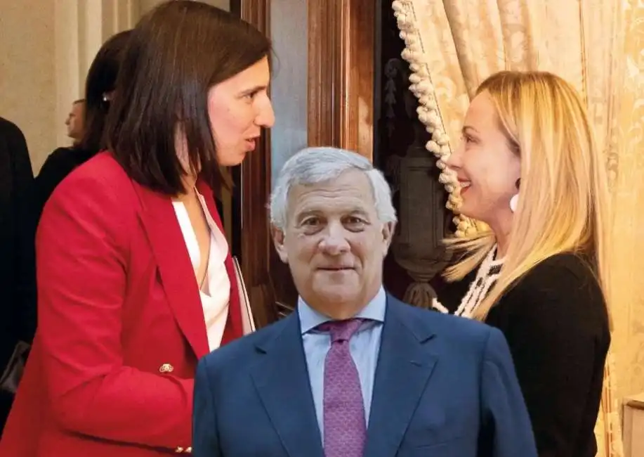 elly schlein antonio tajani giorgia meloni 