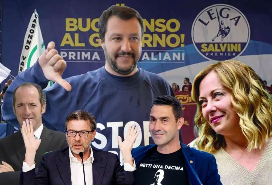 giancarlo giorgetti matteo salvini giorgia meloni roberto vannacci luca zaia lega