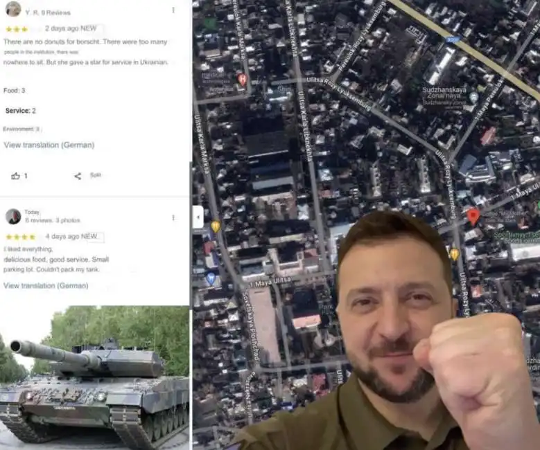 gli ucraini recensiscono i ristoranti di kursk in russia volodymyr zelensky 