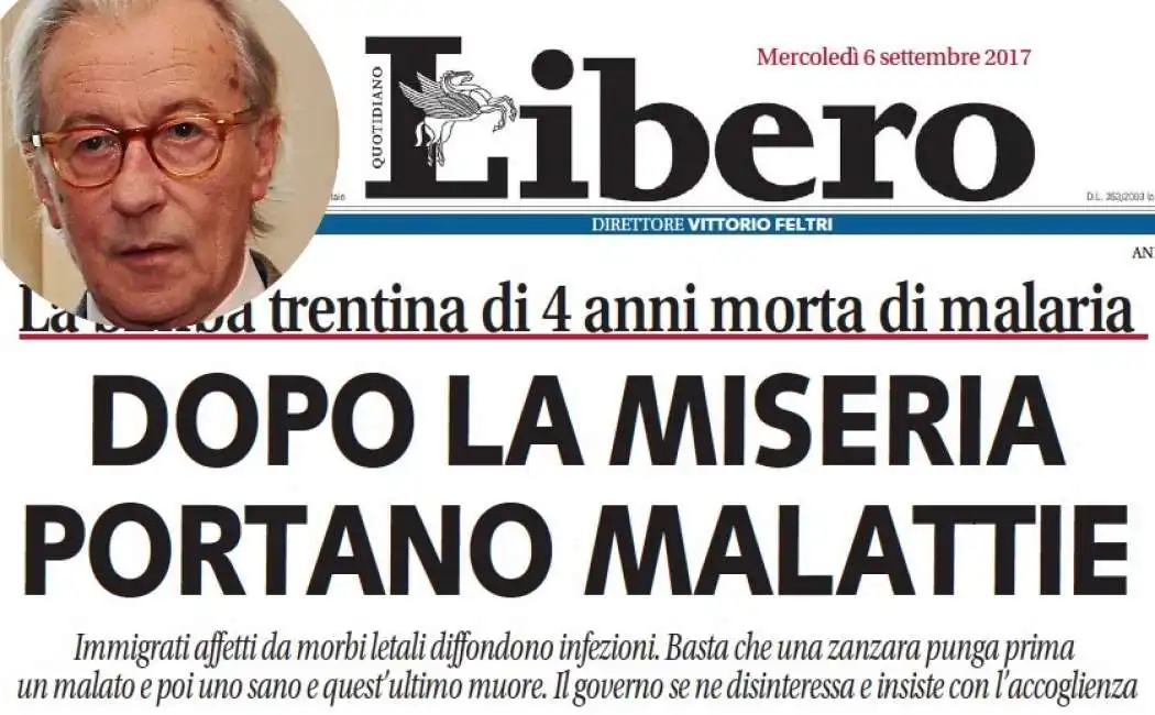 prima pagina libero vittorio feltri immigrati