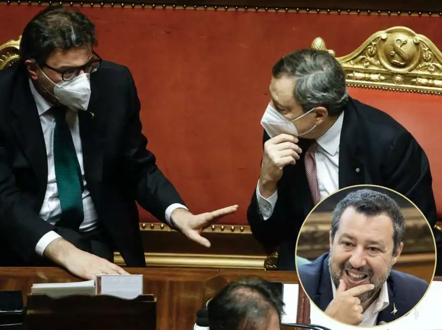 giancarlo giorgetti mario draghi matteo salvini