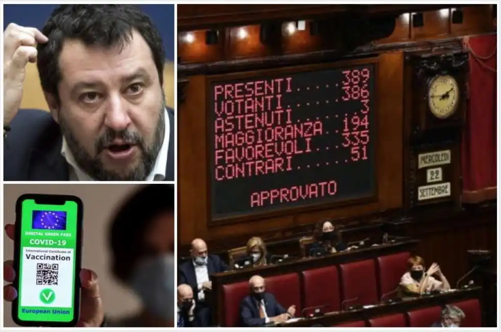 lega green pass votazione salvini