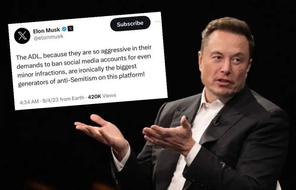 elon musk vuole fare causa all'adl