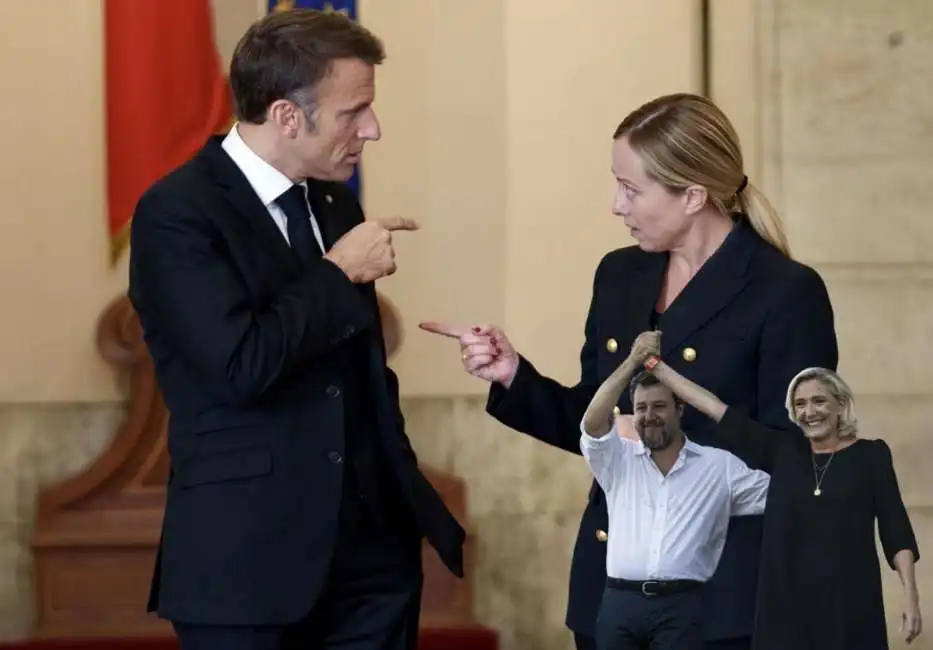 emmanuel macron giorgia meloni marine le pen matteo salvini 