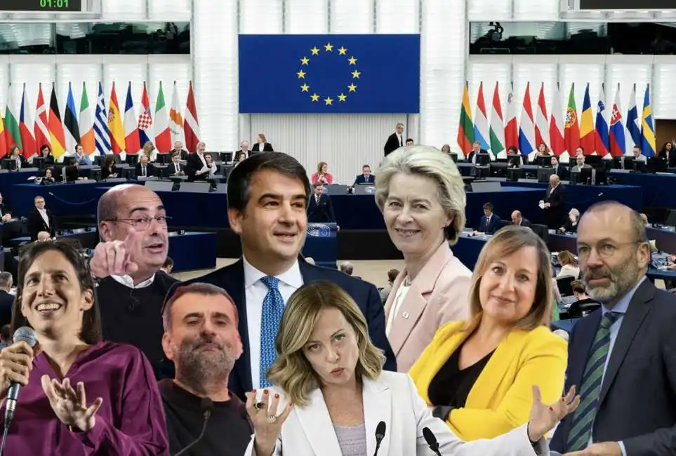 elly schlein giorgia meloni ursula von der leyen nicola zingaretti de caro raffaele fitto manfred weber iratxe garcía pérez