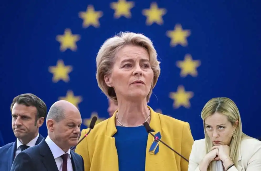 ursula von der leyen giorgia meloni olaf scholz emmanuel macron