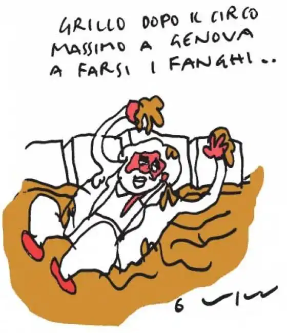 vignetta vincino - grillo si fa i fanghi a genova