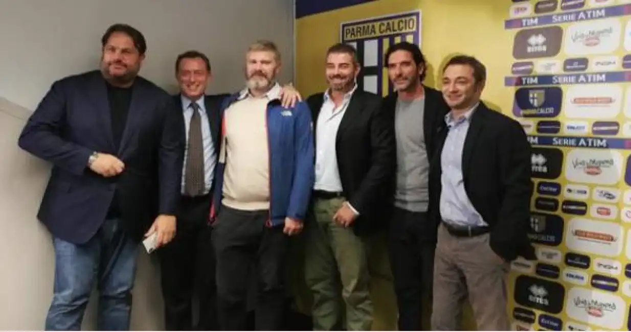 il vertice societario del parma - faggiano, malmesi, pizzarotti, ferrari, lucarelli e carra