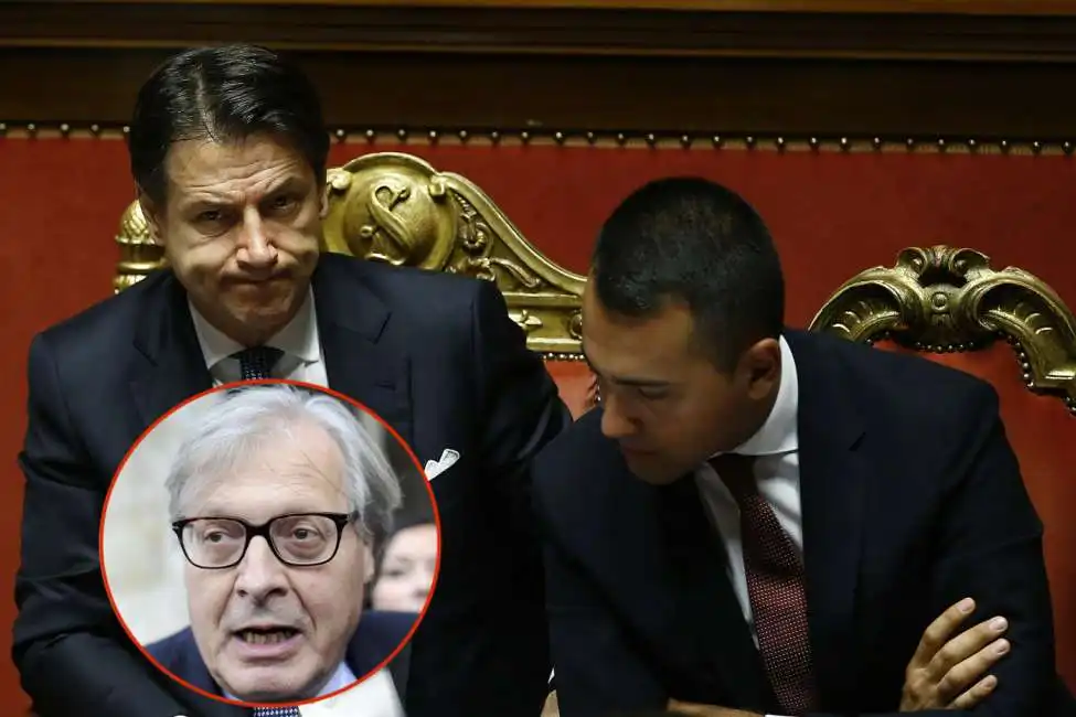 giuseppe conte luigi di maio vittorio sgarbi