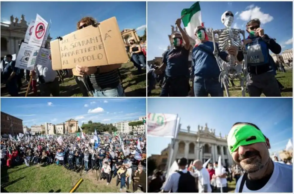 manifestazione sovranisti e no mask a roma