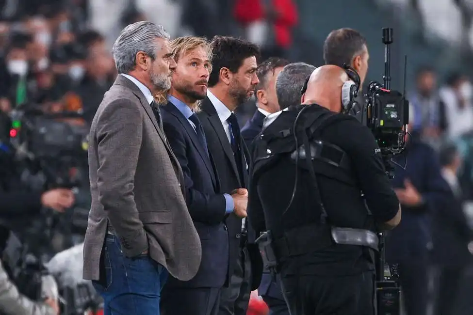 andrea agnelli con maurizio arrivabene e pavel nedved