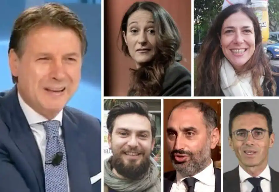 giuseppe conte paola taverna, mario turco, riccardo ricciardi, michele gubitosa e alessandra todde. 