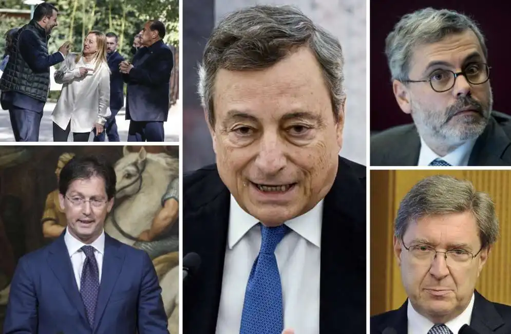 mario draghi alessandro rivera enrico giovannini roberto garofoli matteo salvini silvio berlusconi giorgia meloni