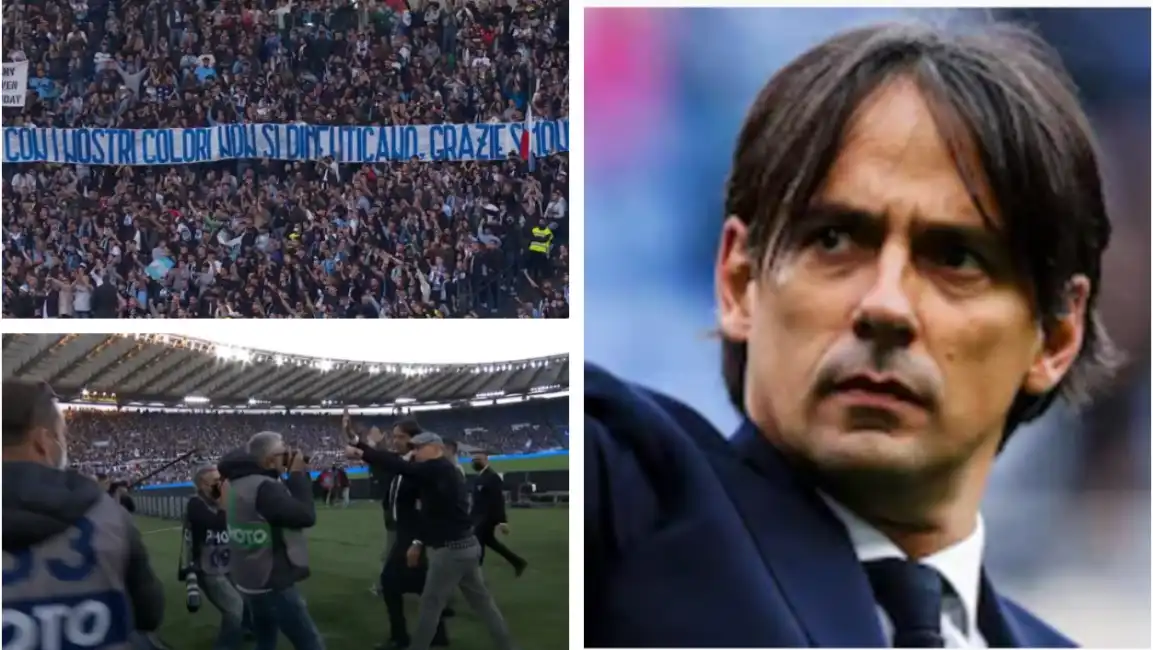 striscione tifosi lazio per simone inzaghi