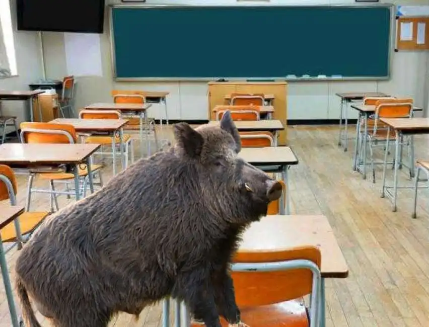 cinghiale a scuola