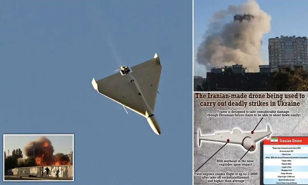 drone iraniano shaded 136 kiev attacco attaccato bombardamento 