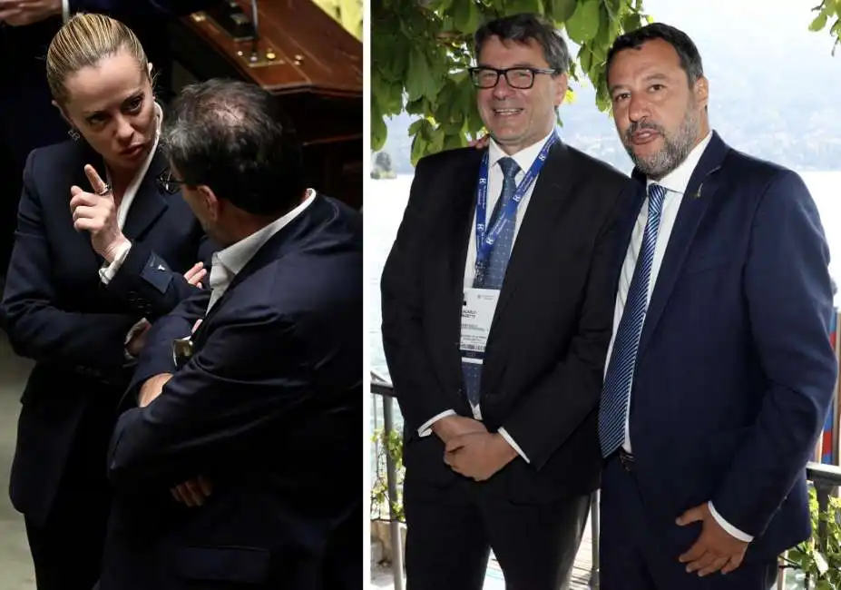 giancarlo giorgetti matteo salvini giorgia meloni 