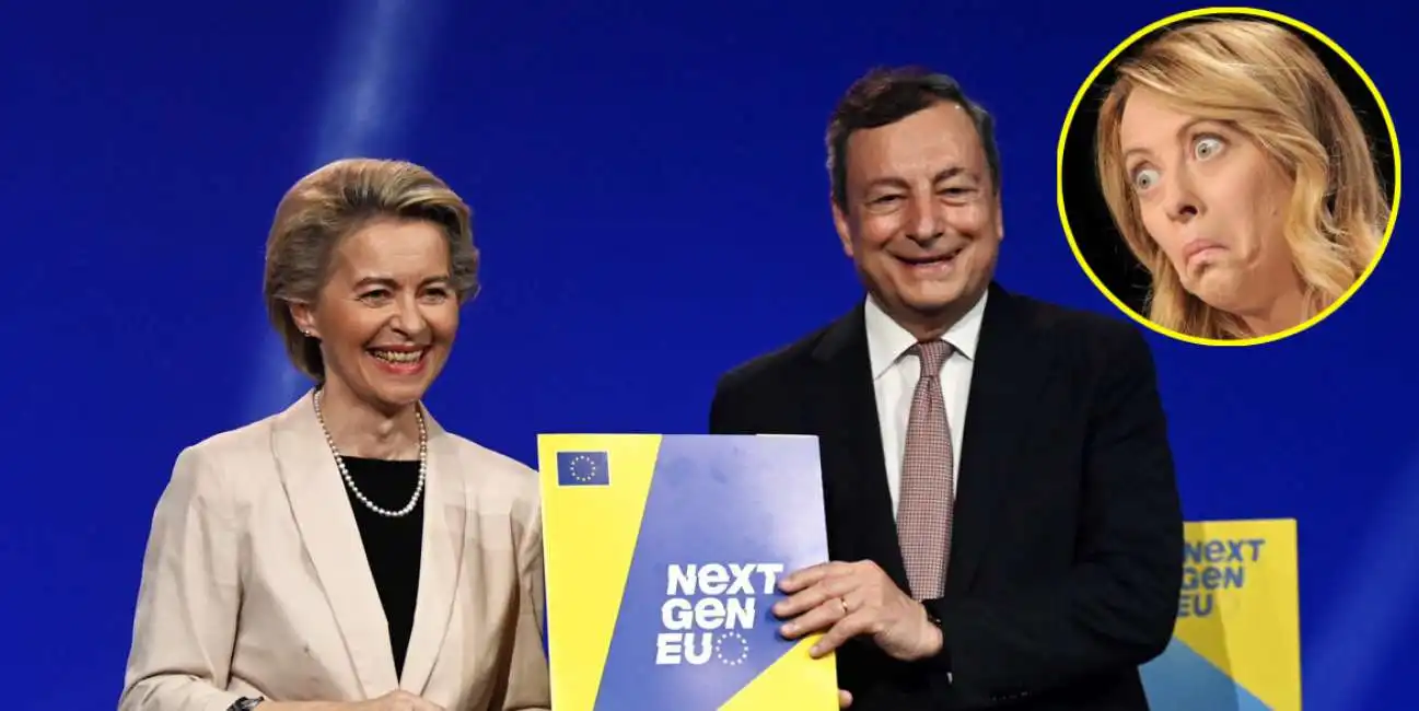 mario draghi ursula von der leyen giorgia meloni pnrr