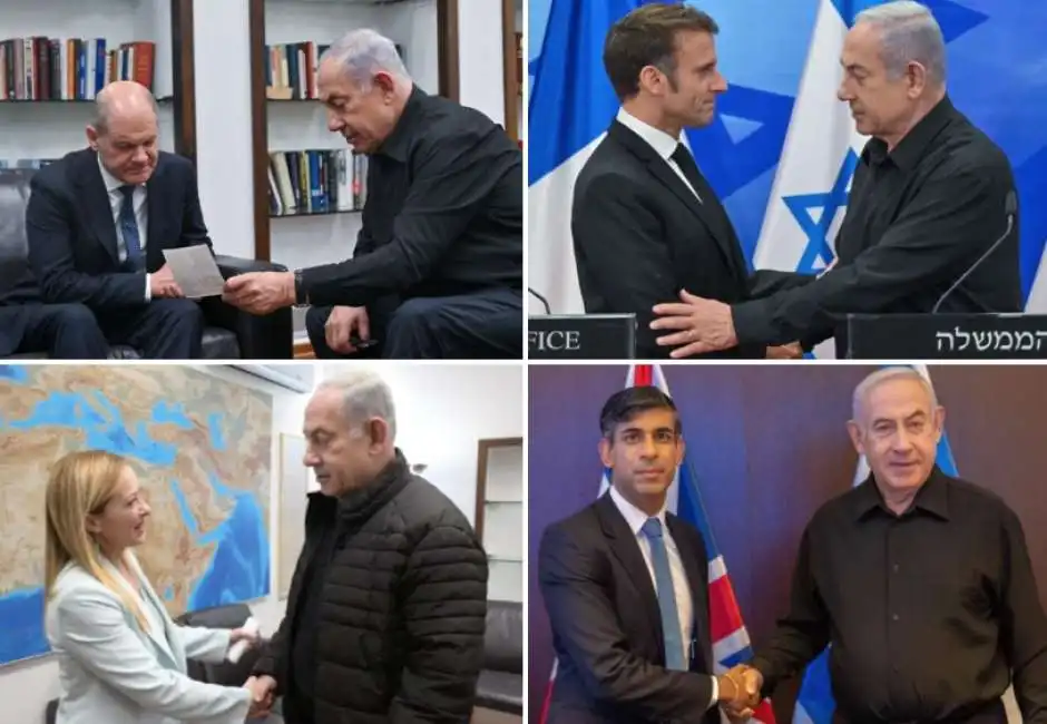 benjamin netanyahu giorgia meloni rishi sunak emmanuel macron olaf scholz