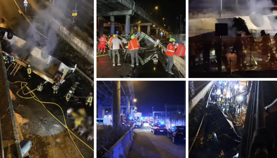 bus precipita a mestre incidente