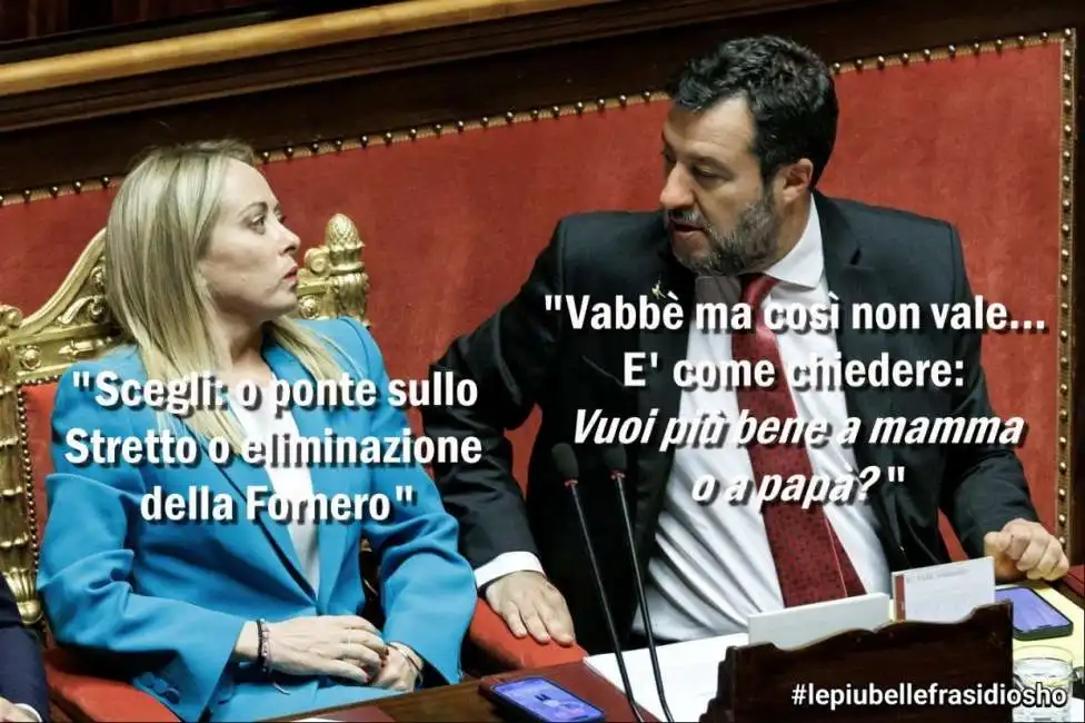 giorgia meloni e matteo salvini - legge di bilancio manovra - ponte sullo stretto legge fornero - osho