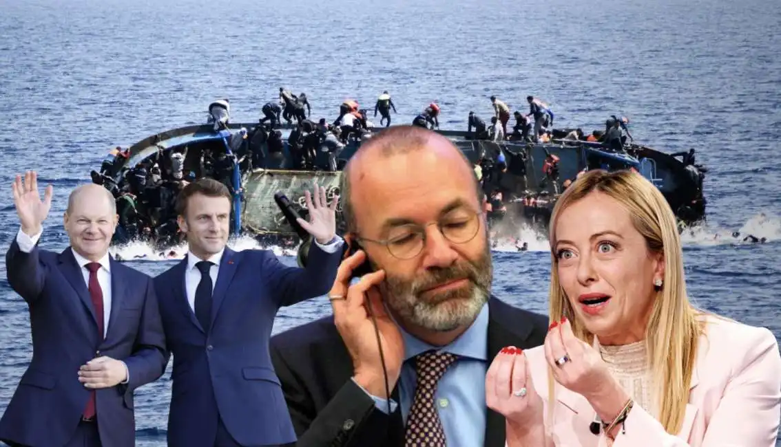 manfred weber emmanuel macron olaf scholz giorgia meloni migranti 