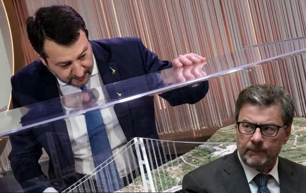 matteo salvini giancarlo giorgetti ponte stretto di messina 