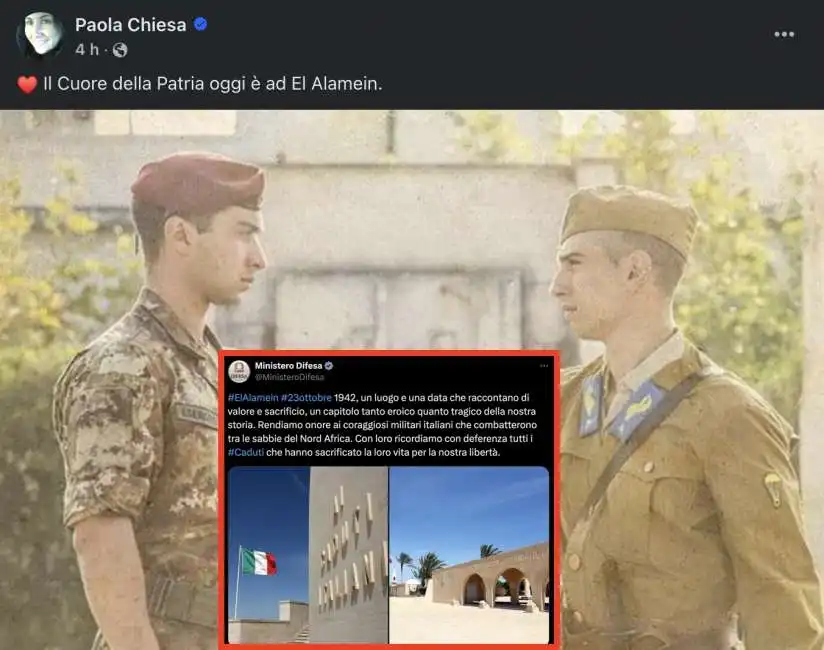 il post facebook di paola chiesa su el alamein ministero della difesa 