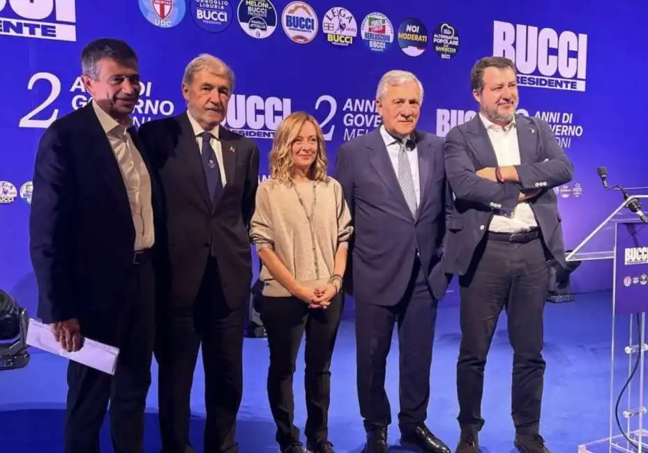 maurizio lupi marco bucci giorgia meloni antonio tajani matteo salvini 