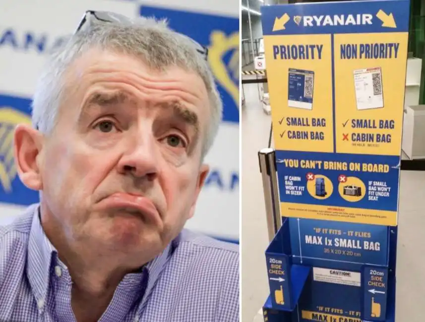 ryanair michael o'leary priority bagaglio a mano