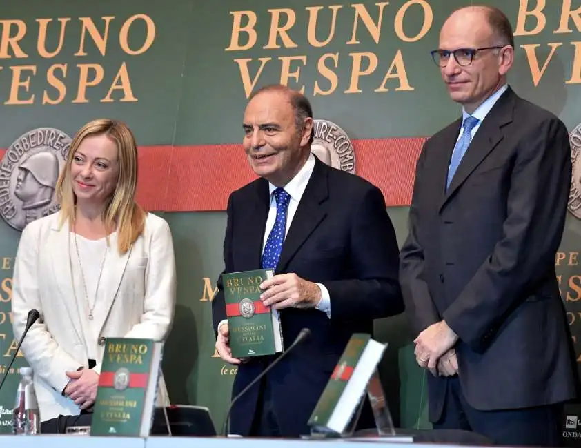 giorgia meloni bruno vespa enrico letta foto di bacco