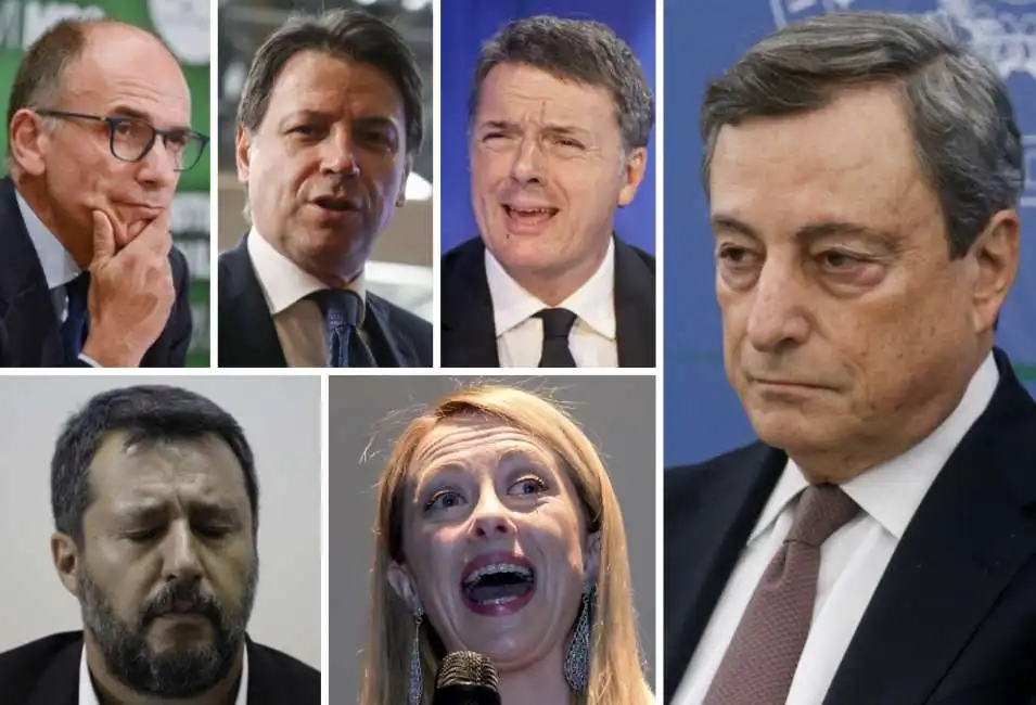 mario draghi enrico letta giuseppe conte matteo renzi salvini giorgia meloni 