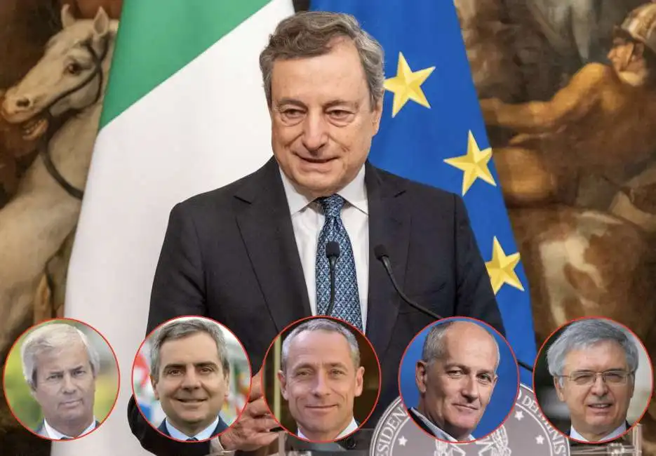 mario draghi vincent bollore dario scannapieco matteo del fante franco gabrielli daniele franco