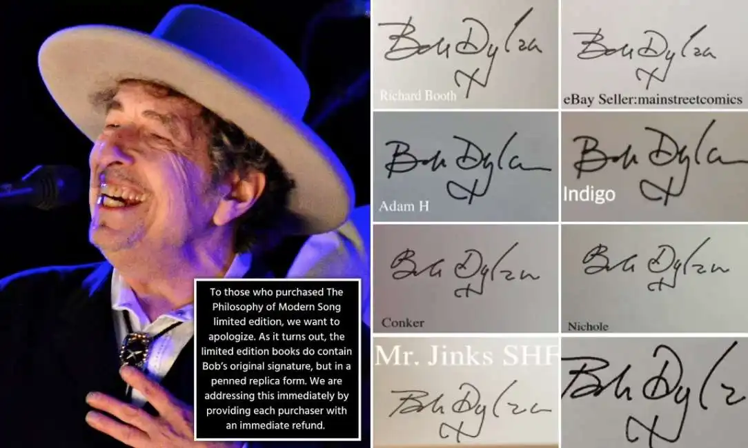 bob dylan autografi finti