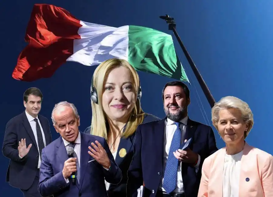 giorgia meloni – matteo salvini - piantedosi – raffaele fitto – ursula von der leyen