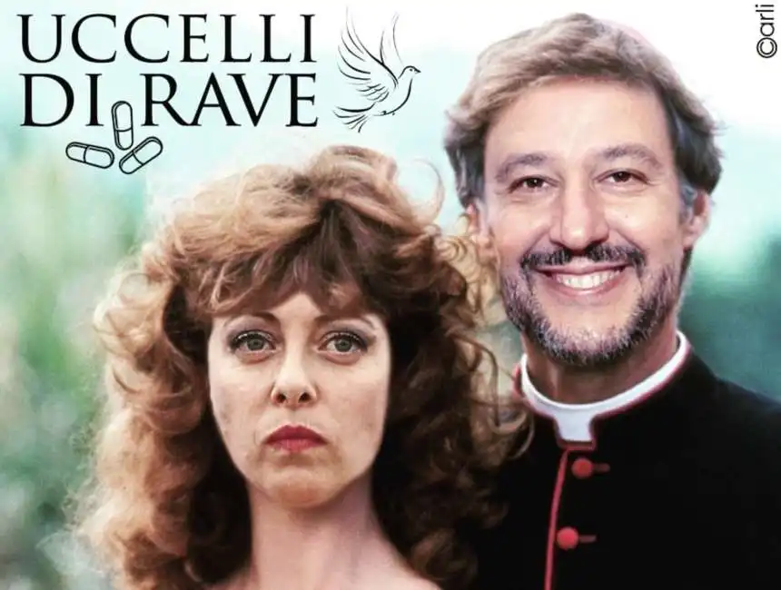 giorgia meloni - matteo salvini - uccelli di rave - meme by carli 