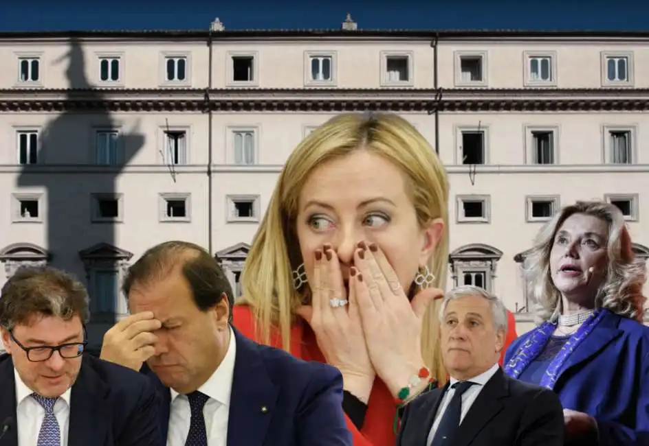 palazzo chigi giancarlo giorgetti maurizio leo giorgia meloni antonio tajani elisabetta belloni 