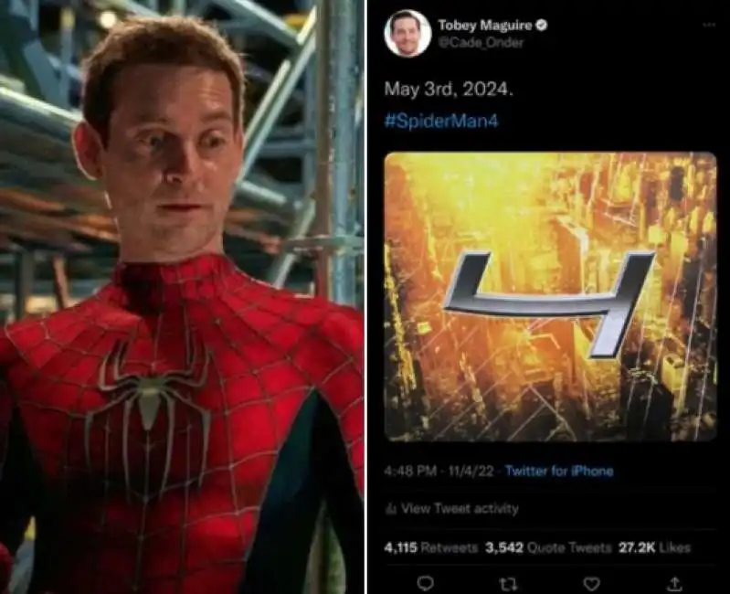 tobey maguire fake spiderman 4 twitter 