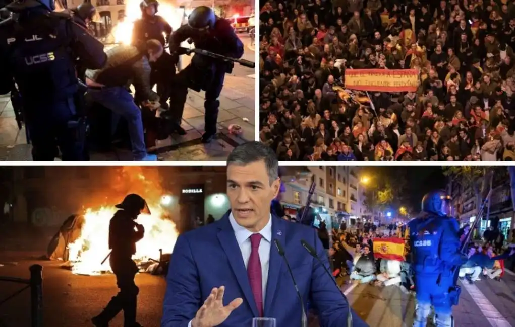 pedro sanchez proteste spagna madrid 