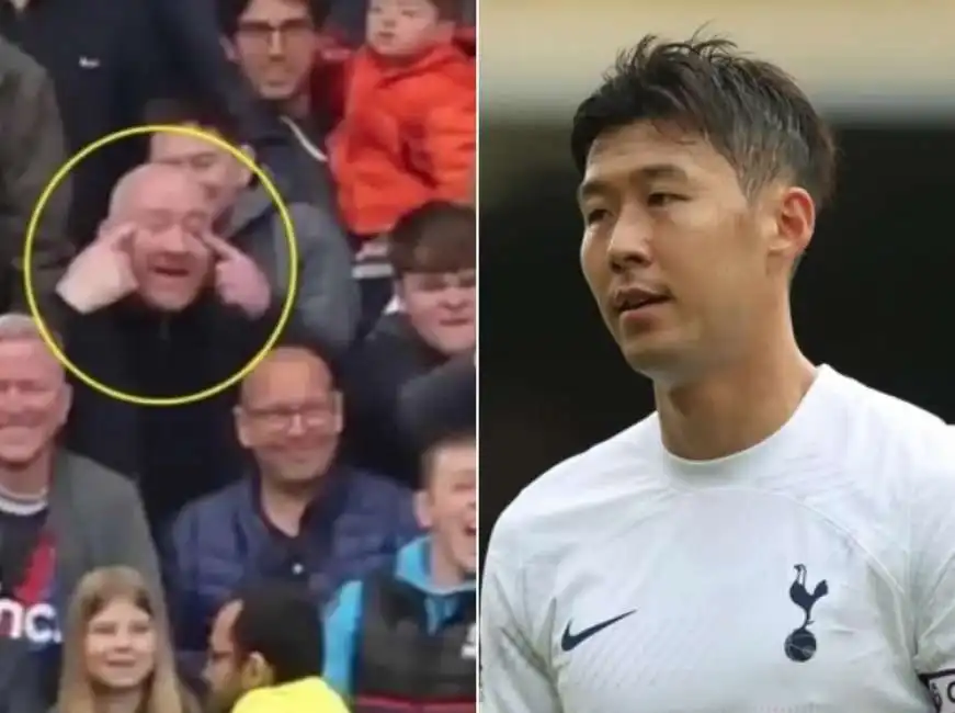 robert garland heung min son tifoso fa gesto degli occhi a mandorla