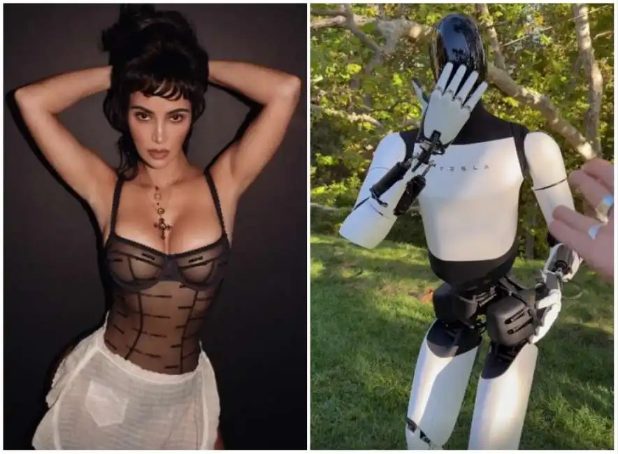 kim kardashian gioca con il robot di elon musk