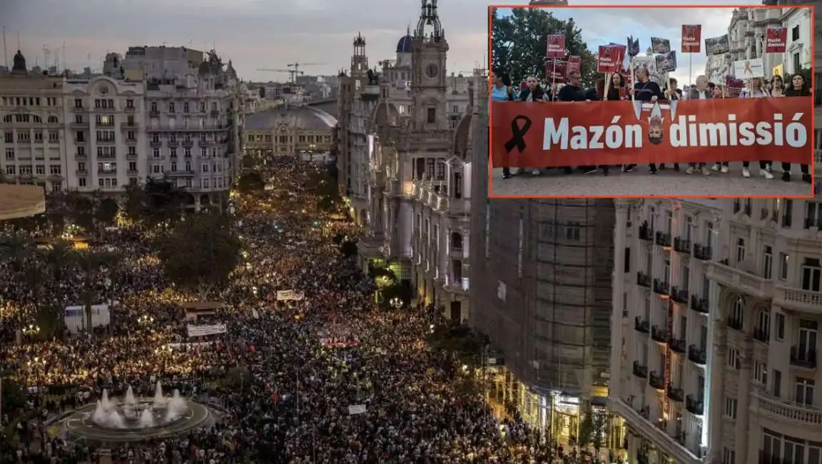 proteste a valencia dopo l'alluvione carlos mazon 