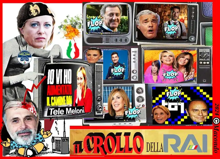 rai viale mazzini crollo poster macondo proietti telemeloni giorgia meloni giampaolo rossi luca barbareschi antonino monteleone maria latella massimo giletti