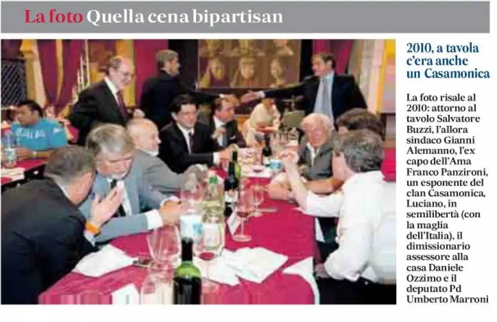 foto della cena di alemanno del 2010 - il messaggero omette nella didascalia il nome di poletti