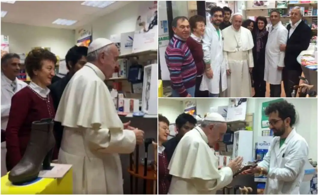 papa bergoglio in farmacia